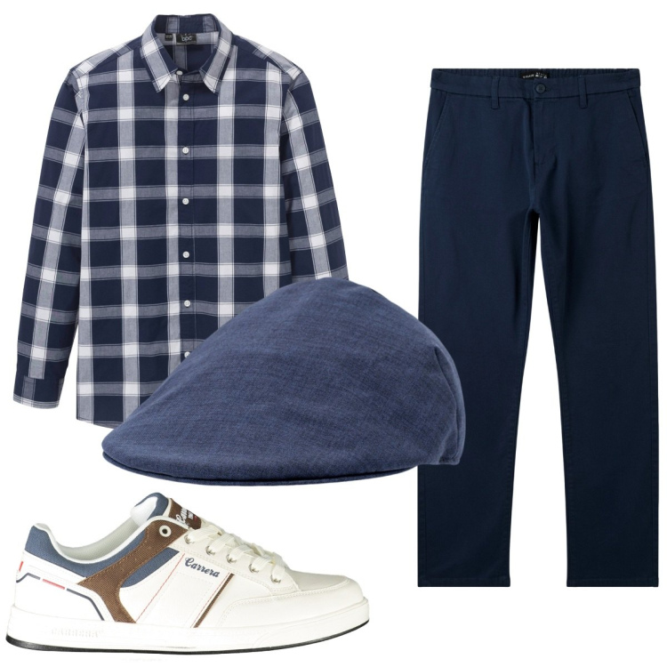 Outfit uomo - Total look #1924183. Stile Trendy per Tutti i giorni. Abbinamento con camicie, pantaloni chino, sneakers, cappelli.