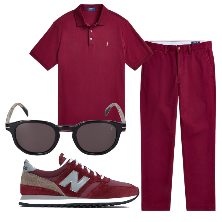 Outfit uomo - Total look #1924300. Stile Casual per Ufficio. Abbinamento con sneakers, pantaloni chino, polo, occhiali da sole.