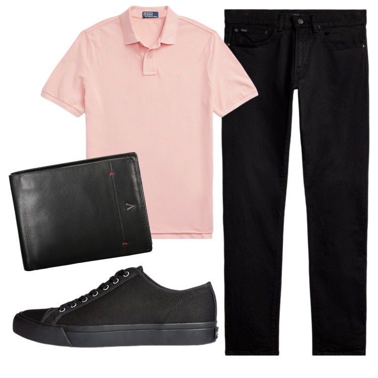 Outfit uomo - Total look #1924308. Stile Casual per Ufficio. Abbinamento con sneakers, jeans, polo, portafogli.