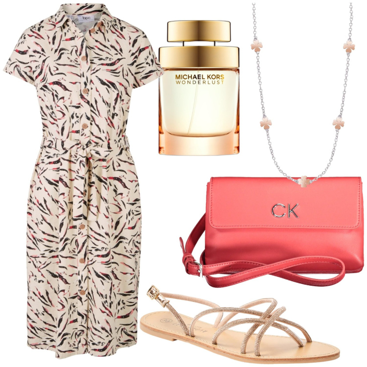 Outfit donna - Total look #1924357. Stile Casual chic per Tutti i giorni. Abbinamento con vestiti, profumi, sandali, collane, borse a tracolla.