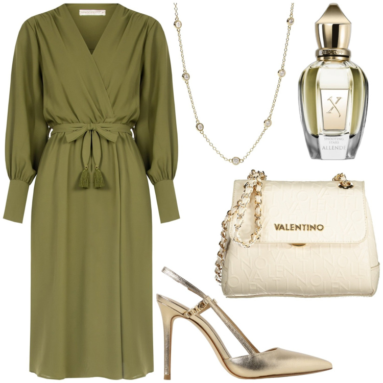 Outfit donna - Total look #1924386. Stile Chic per Serata fuori. Abbinamento con vestiti chemisier, profumi, collane, décolleté, borse a spalla.