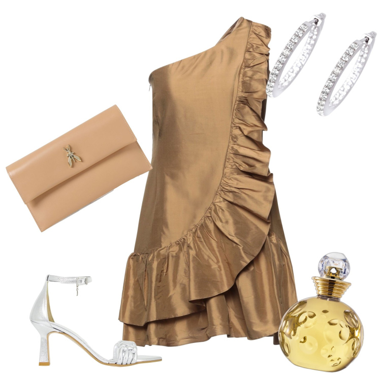 Outfit donna - Lo stile vola coi volants. Stile Glamour per Serata fuori. Abbinamento con vestiti corti, profumi, orecchini, décolleté, clutch.