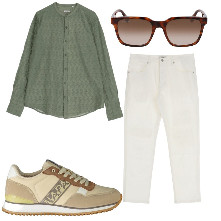 Outfit uomo - Total look #1924631. Stile Casual per Tutti i giorni. Abbinamento con pantaloni, camicie, sneakers, occhiali da sole.