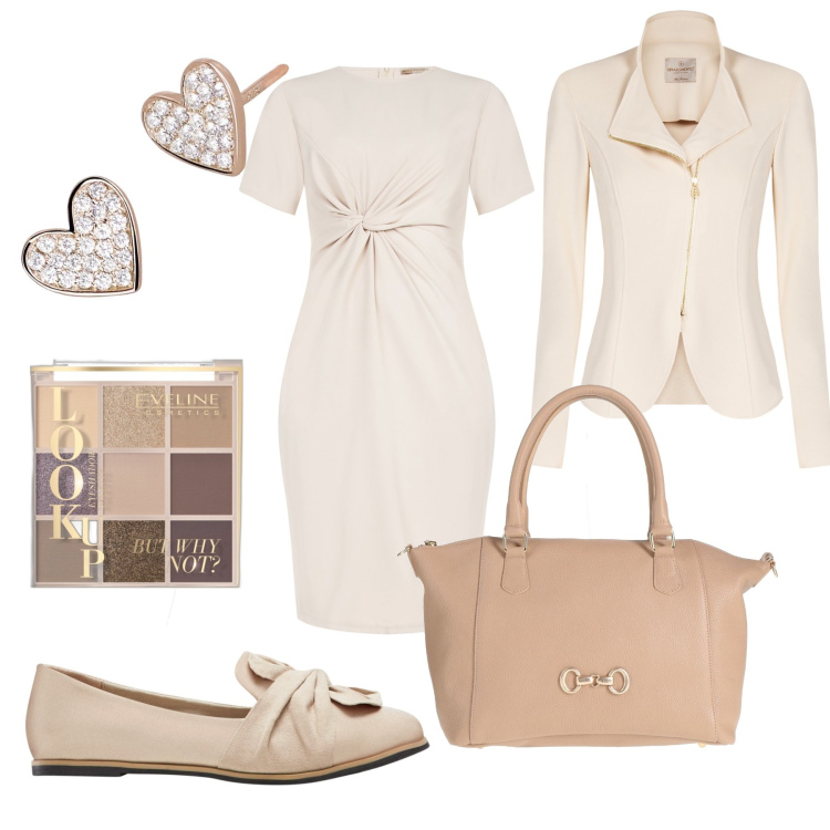 Outfit donna - Ritorno a lavoro. Stile Bon Ton per Ufficio. Abbinamento con mocassini, borse a mano, ombretti, orecchini, blazer, vestiti midi/longuette.