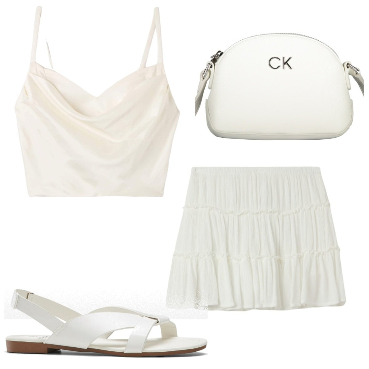 Outfit donna - Total look #1924703. Stile Trendy per Tutti i giorni. Abbinamento con sandali, top, minigonne, borse a tracolla.