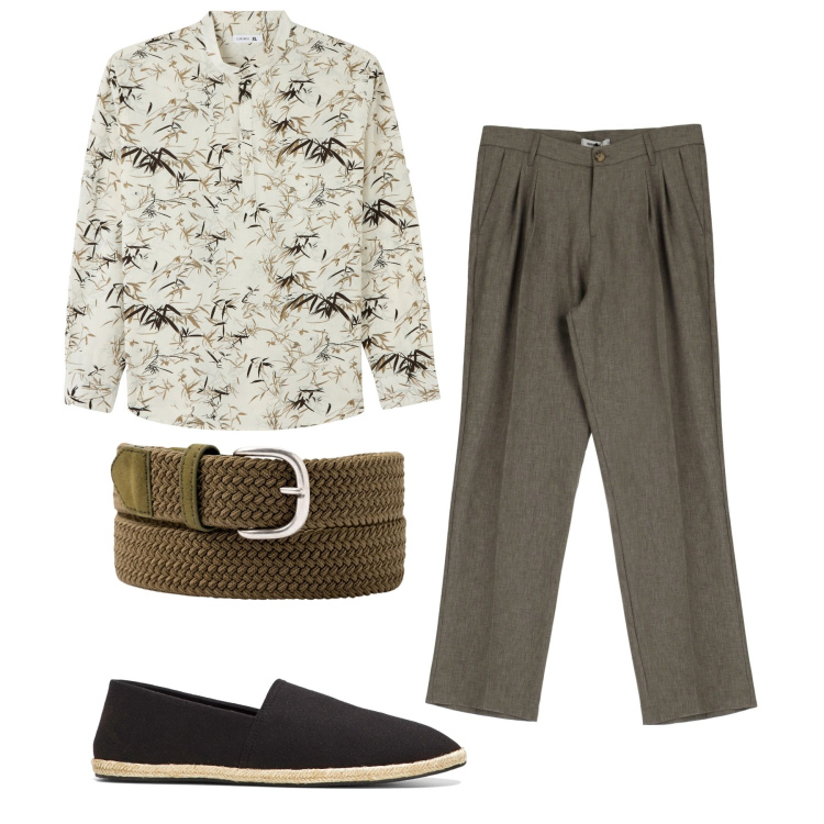 Outfit uomo - Total look. Stile Trendy per Tutti i giorni. Abbinamento con espadrillas, camicie, pantaloni, cinture.