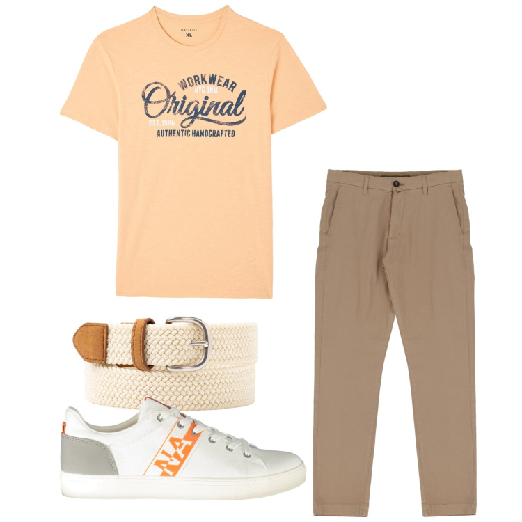 Outfit uomo - Total look. Stile Casual per Tutti i giorni. Abbinamento con t-shirt, pantaloni, cinture, sneakers.