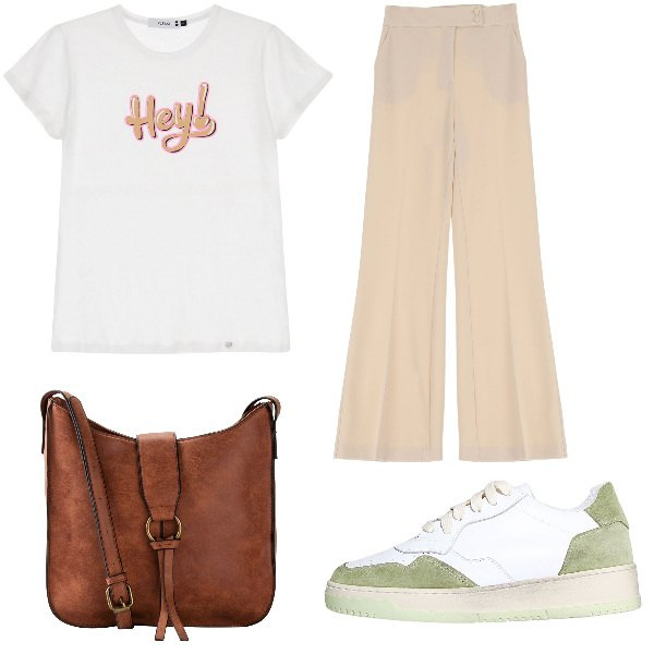 Outfit donna - Total look #1924930. Stile Vintage retrò per Tutti i giorni. Abbinamento con borse a tracolla, t-shirt, pantaloni, sneakers.