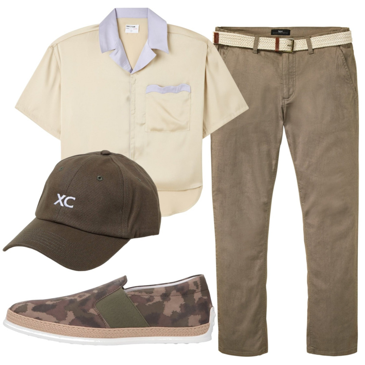 Outfit uomo - Total look #1925070. Stile Casual per Tutti i giorni. Abbinamento con pantaloni chino, sneakers, camicie a manica corta, cappelli.