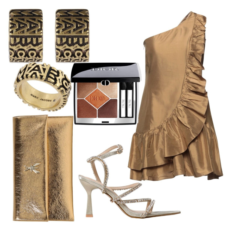 Outfit donna - Io e Henry. Stile Trendy per Cerimonia. Abbinamento con vestiti corti, ombretti, orecchini, anelli, clutch, sandali col tacco.