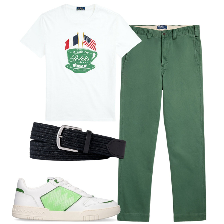 Outfit uomo - Total look #1925309. Stile Urban per Tutti i giorni. Abbinamento con pantaloni, cinture, t-shirt, sneakers.