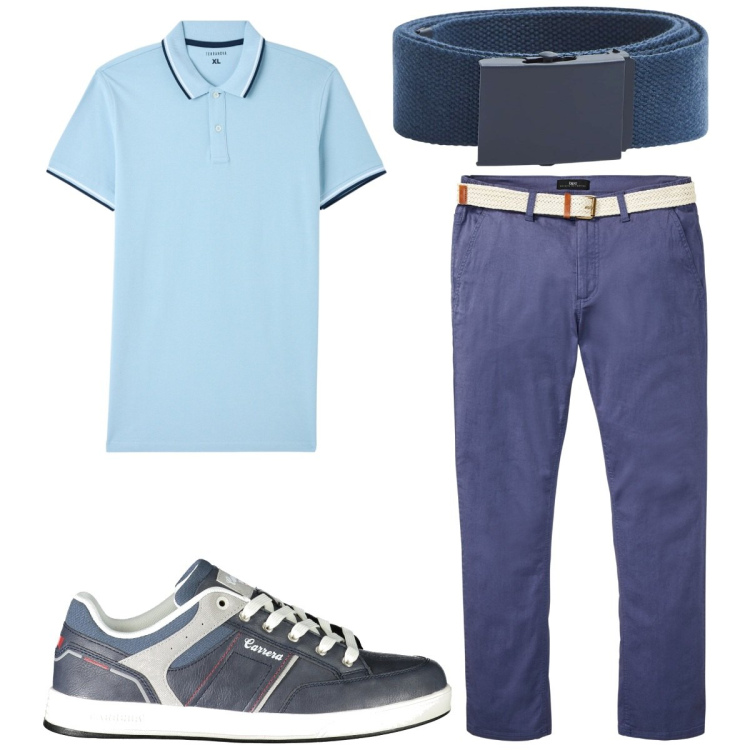 Outfit uomo - Total look #1925361. Stile Trendy per Tutti i giorni. Abbinamento con pantaloni chino, cinture, polo, sneakers.