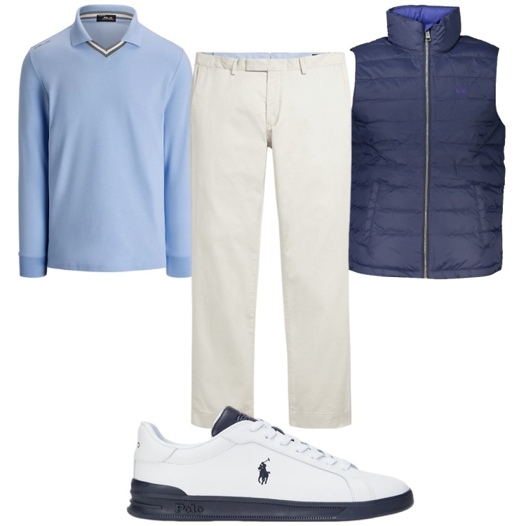 Outfit uomo - Total look #1925366. Stile Trendy per Tutti i giorni. Abbinamento con pantaloni chino, sneakers, polo, giacche.