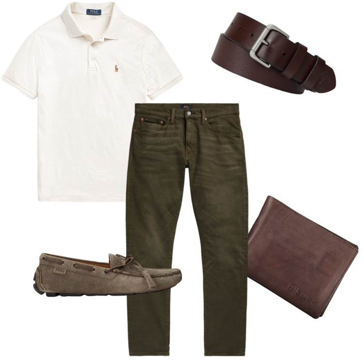 Outfit uomo - I mocassini scamosciati. Stile Urban per Ufficio. Abbinamento con scarpe stringate, cinture, polo, jeans, portafogli.