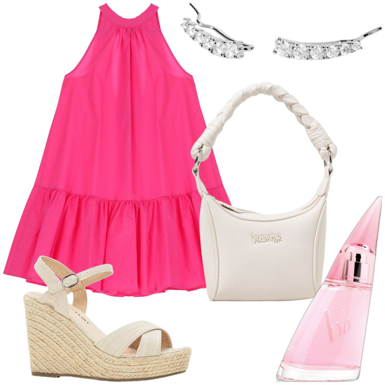 Outfit donna - Total look #1925463. Stile Trendy per Tutti i giorni. Abbinamento con sandali, profumi, orecchini, vestiti corti, borse a tracolla.