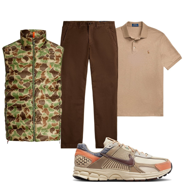 Outfit uomo - Total look #1925534. Stile Casual per Tutti i giorni. Abbinamento con polo, pantaloni, gilet, sneakers.