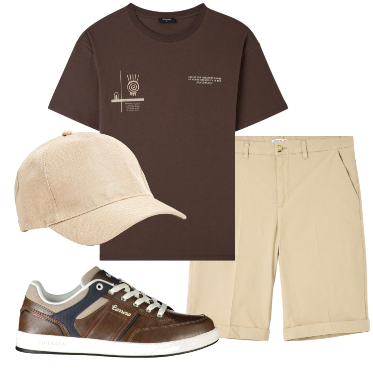 Outfit uomo - Total look #1925563. Stile Casual per Tutti i giorni. Abbinamento con bermuda, t-shirt, cappelli, sneakers.