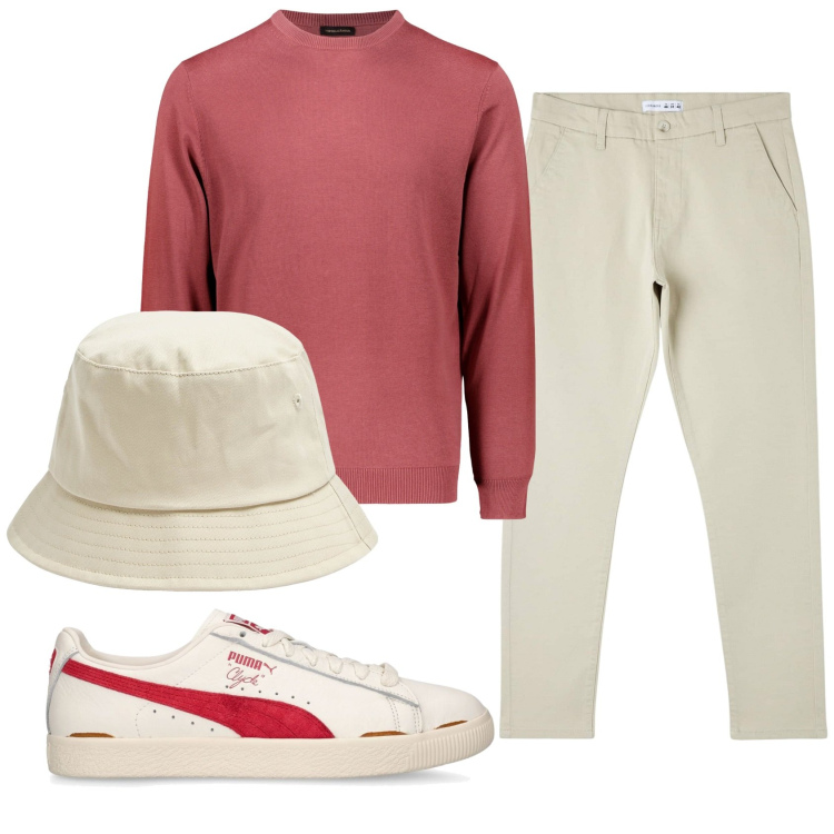 Outfit uomo - Total look #1925574. Stile Casual per Ufficio. Abbinamento con cappelli, pantaloni skinny, sneakers, maglieria.