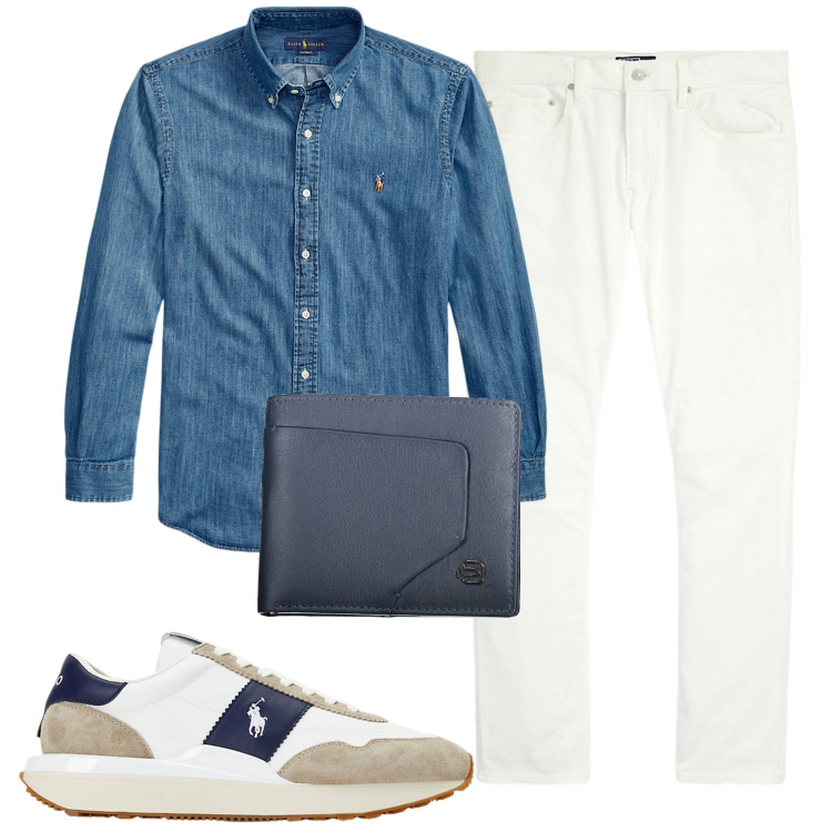 Outfit uomo - Total look #1925669. Stile Casual per Tutti i giorni. Abbinamento con sneakers, camicie, pantaloni, portafogli.