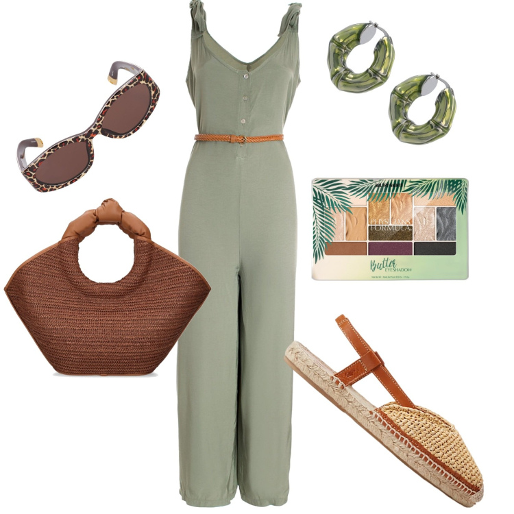 Outfit donna - Total look #1925800. Stile Casual per Ufficio. Abbinamento con ombretti, tute, espadrillas, borse a mano, orecchini, occhiali da sole.