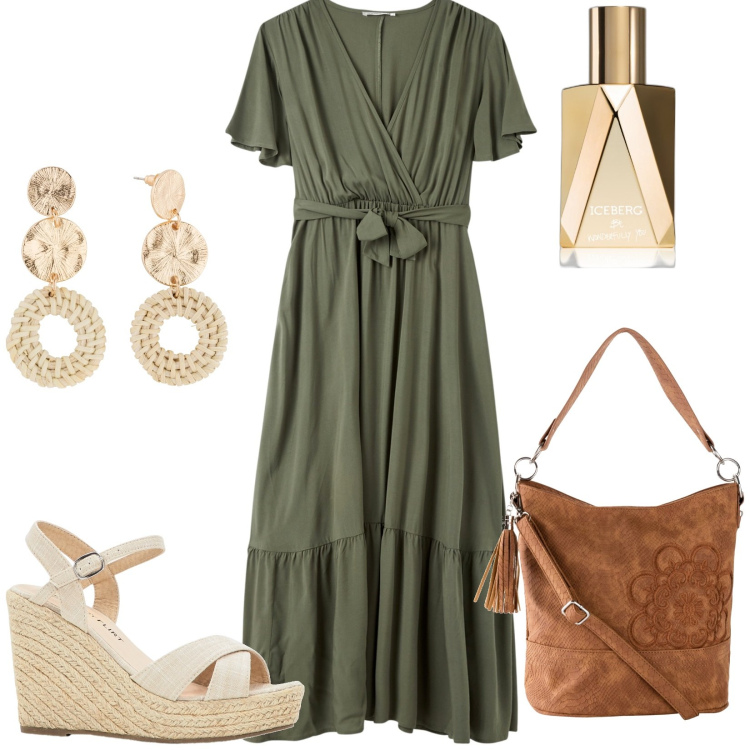 Outfit donna - Total look #1925824. Stile Casual per Tutti i giorni. Abbinamento con borse a mano, sandali, orecchini, profumi, vestiti lunghi.