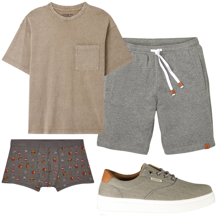 Outfit uomo - Total look #1925825. Stile Casual per Tutti i giorni. Abbinamento con bermuda, t-shirt, boxer, sneakers.