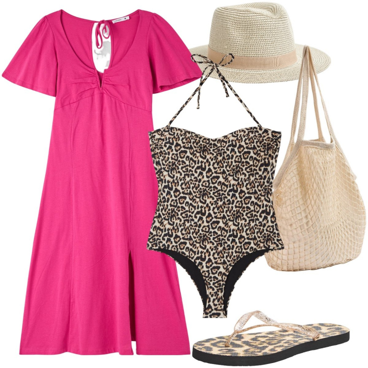 Outfit donna - Terranova - vacanze in Riviera. Stile Sexy per Mare. Abbinamento con costumi interi, vestiti, infradito, borse a spalla, cappelli.