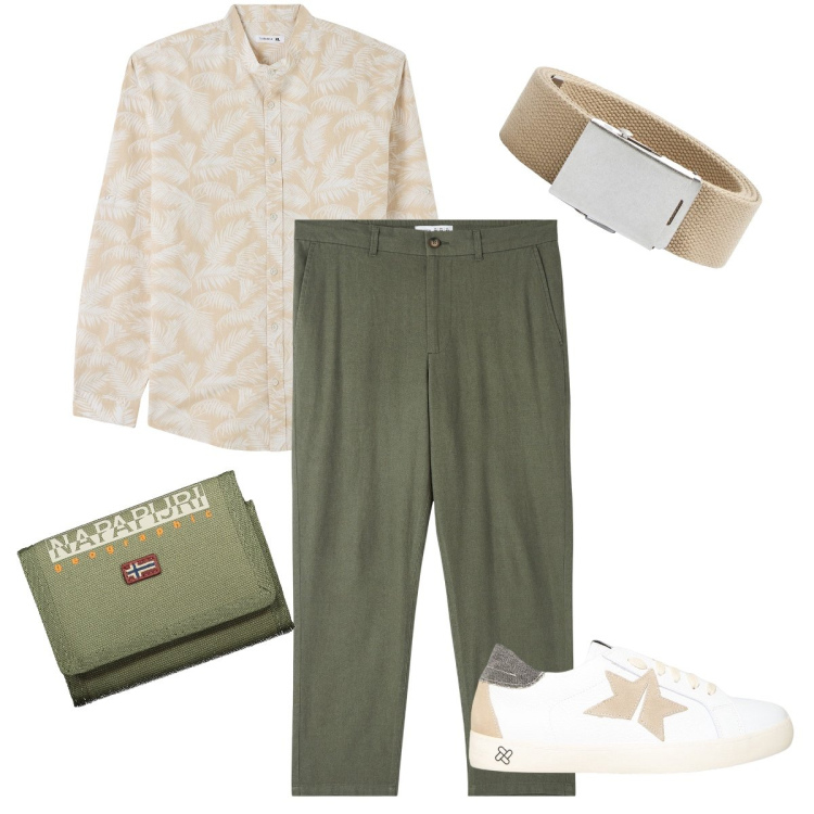 Outfit uomo - Outfit Terranova. Stile Business/Elegante per Ufficio. Abbinamento con camicie, pantaloni, cinture, sneakers, portafogli.