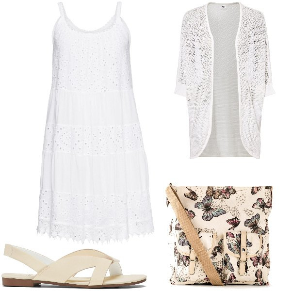 Outfit donna - Total look #1925894. Stile Romantica per Serata fuori. Abbinamento con cardigans, vestiti, sandali, borse a tracolla.