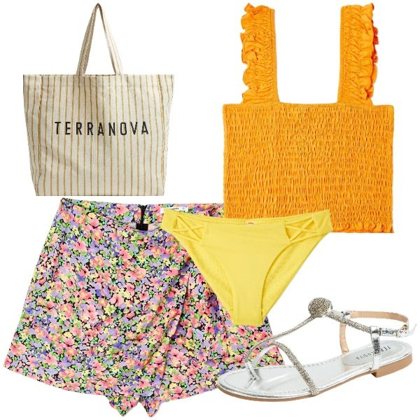 Outfit donna - Total look #1925946. Stile Preppy per Mare. Abbinamento con top, gonne, bikini, ciabatte, borse tote.