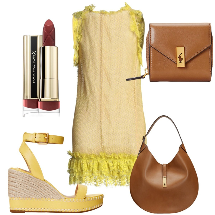 Outfit donna - Total look #1926000. Stile Trendy per Tutti i giorni. Abbinamento con vestiti corti, rossetti, borse a spalla, portafogli, espadrillas.
