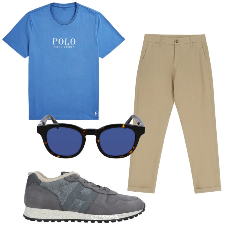 Outfit uomo - Total look #1926053. Stile Trendy per Tutti i giorni. Abbinamento con sneakers, pantaloni, t-shirt, occhiali da sole.