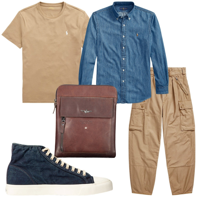 Outfit uomo - Stile urban con i cargo. Stile Urban per Tutti i giorni. Abbinamento con t-shirt, sneakers, pantaloni cargo, camicie, portafogli.