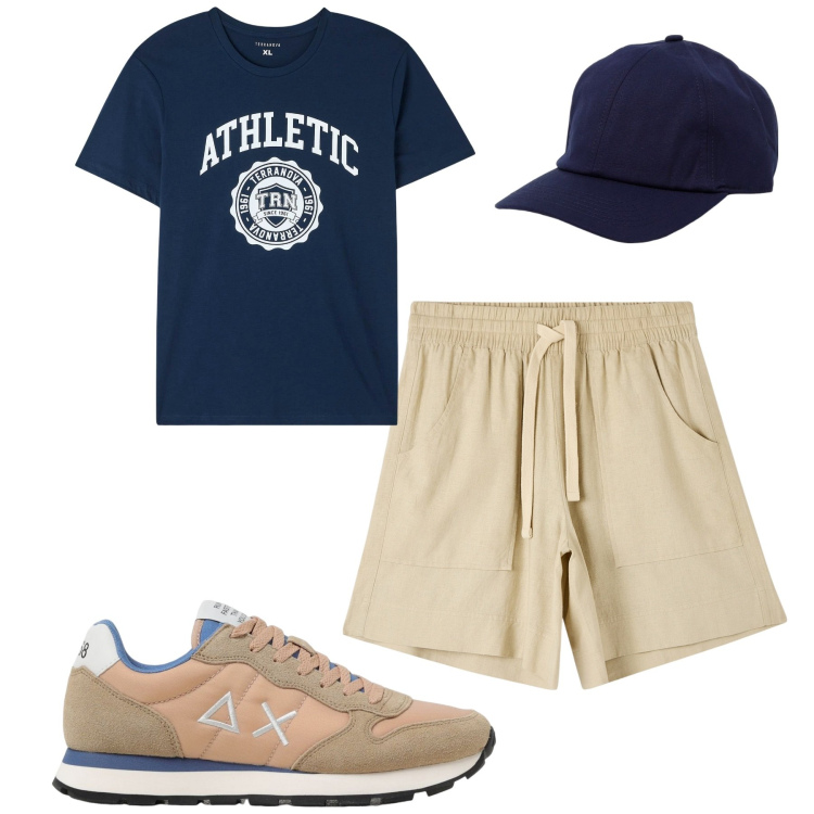 Outfit uomo - Total look #1926254. Stile Casual per Tutti i giorni. Abbinamento con t-shirt, bermuda, sneakers, cappelli.