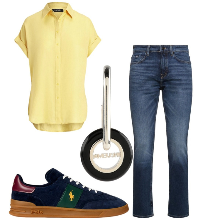 Outfit uomo - Total look #1926417. Stile Trendy per Tutti i giorni. Abbinamento con orecchini, sneakers, camicie a manica corta, jeans.