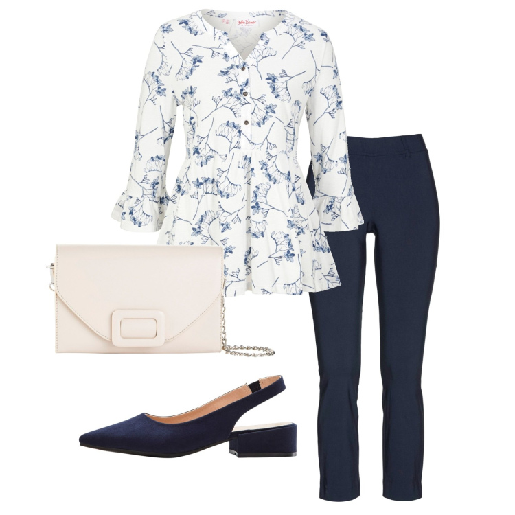 Outfit donna - Look da giorno!!!. Stile Minimal per Tutti i giorni. Abbinamento con décolleté, maglieria, pantaloni, pochette.
