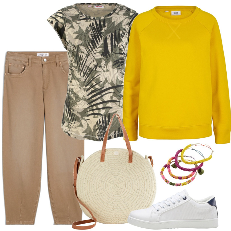 Outfit donna - Se fa fresco. Stile Casual per Tutti i giorni. Abbinamento con maglieria, felpe, jeans, sneakers, braccialetti, borse a tracolla.