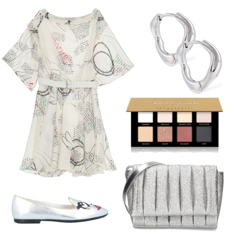 Outfit donna - Total look #1926614. Stile Casual chic per Tutti i giorni. Abbinamento con mocassini, ombretti, vestiti corti, borse a spalla, orecchini.