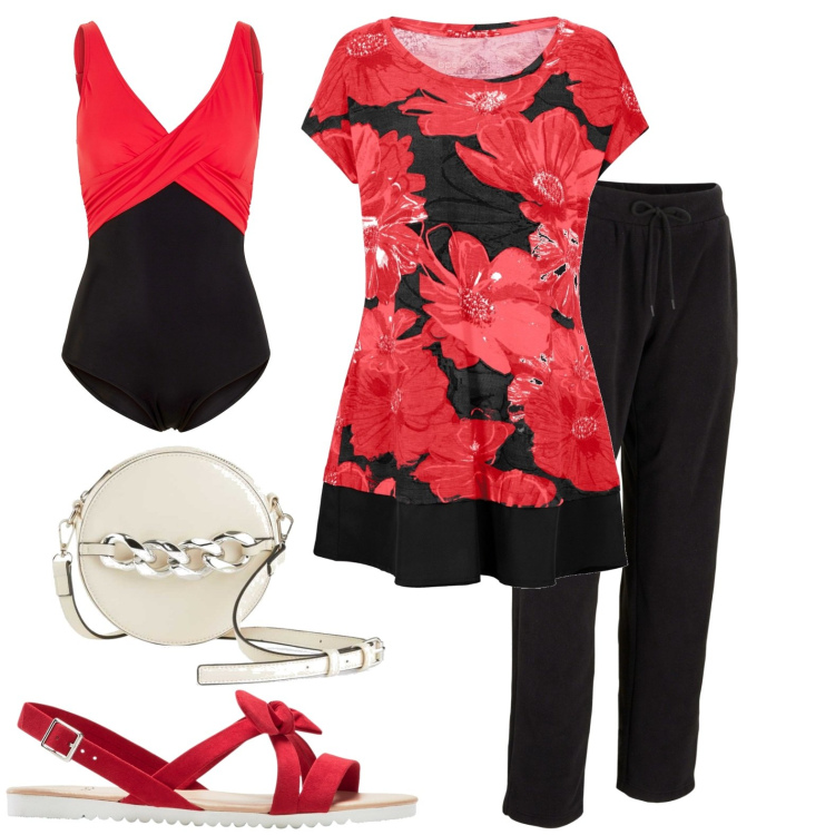 Outfit donna - Total look #1926728. Stile Casual per Mare. Abbinamento con pantaloni, maglieria, costumi interi, borse a tracolla, sandali.