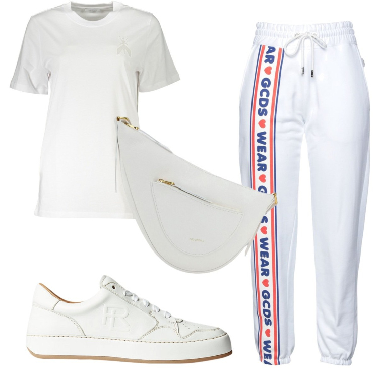 Outfit donna - Total look #1926827. Stile Basic per Sport. Abbinamento con pantaloni, sneakers, t-shirt, borse a tracolla.