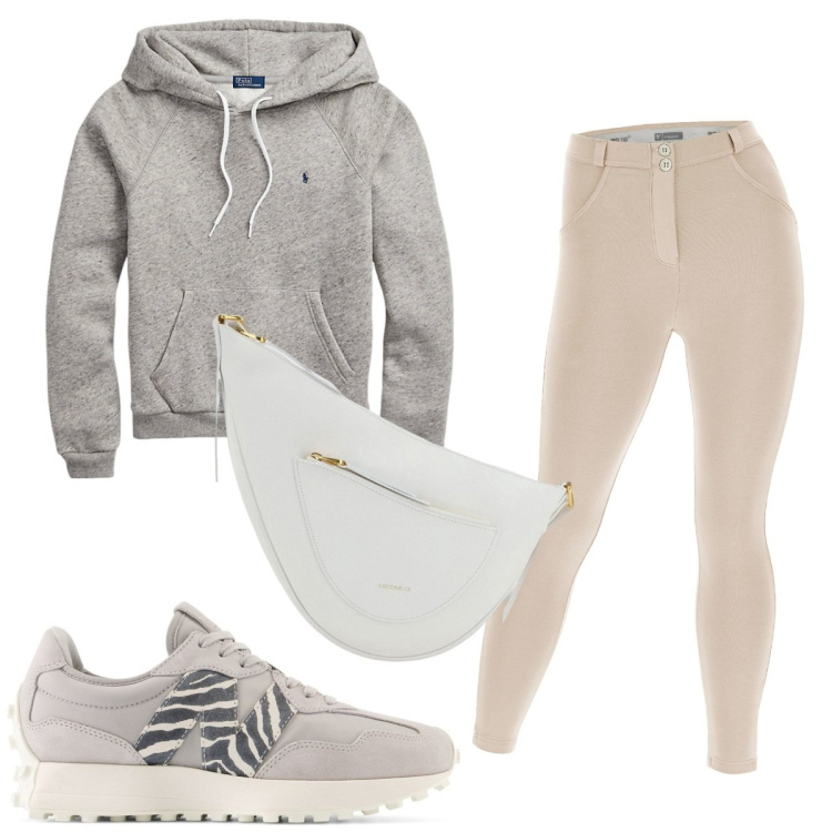 Outfit donna - Total look #1926829. Stile Basic per Sport. Abbinamento con sneakers, pantaloni skinny, felpe con cappuccio, borse a tracolla.