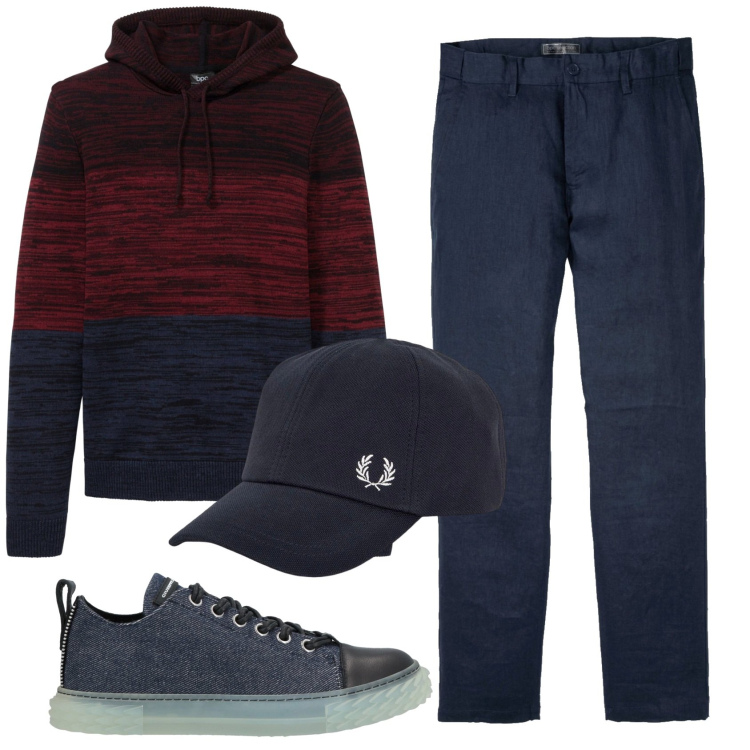 Outfit uomo - Total look #1926879. Stile Casual per Tutti i giorni. Abbinamento con maglieria, pantaloni, sneakers, cappelli.