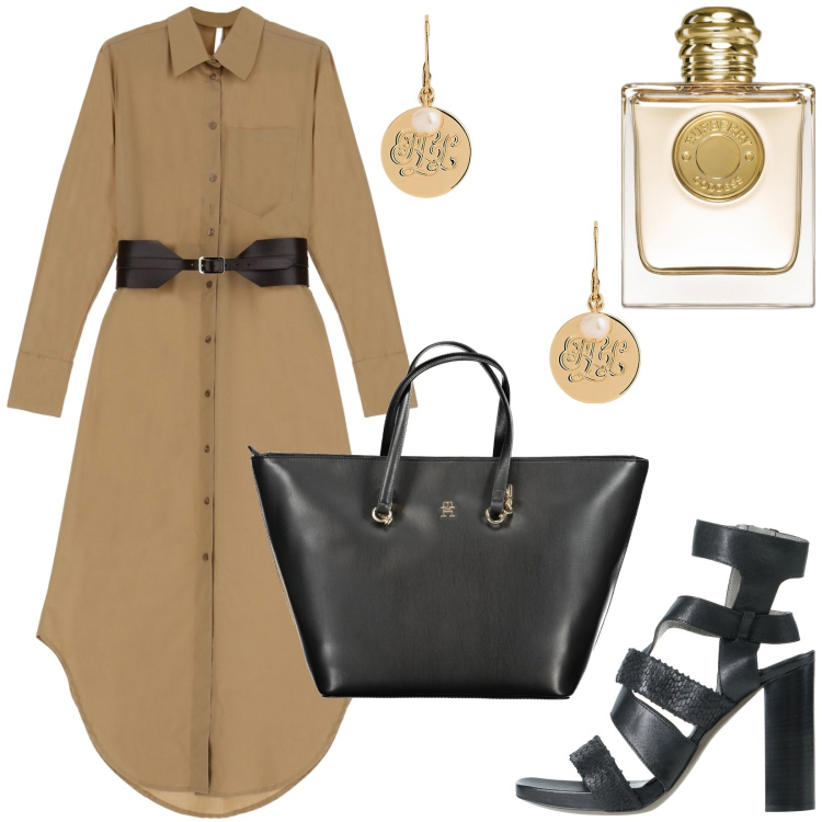 Outfit donna - Total look #1927104. Stile Casual chic per Tutti i giorni. Abbinamento con sandali in pelle, profumi, vestiti lunghi, orecchini, borse a spalla.