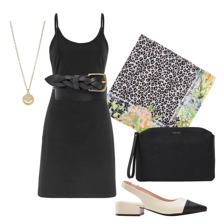 Outfit donna - Ghost outfitter - luglio. Stile Chic per Tutti i giorni. Abbinamento con vestiti, décolleté, collane, cinture, clutch, sciarpe.