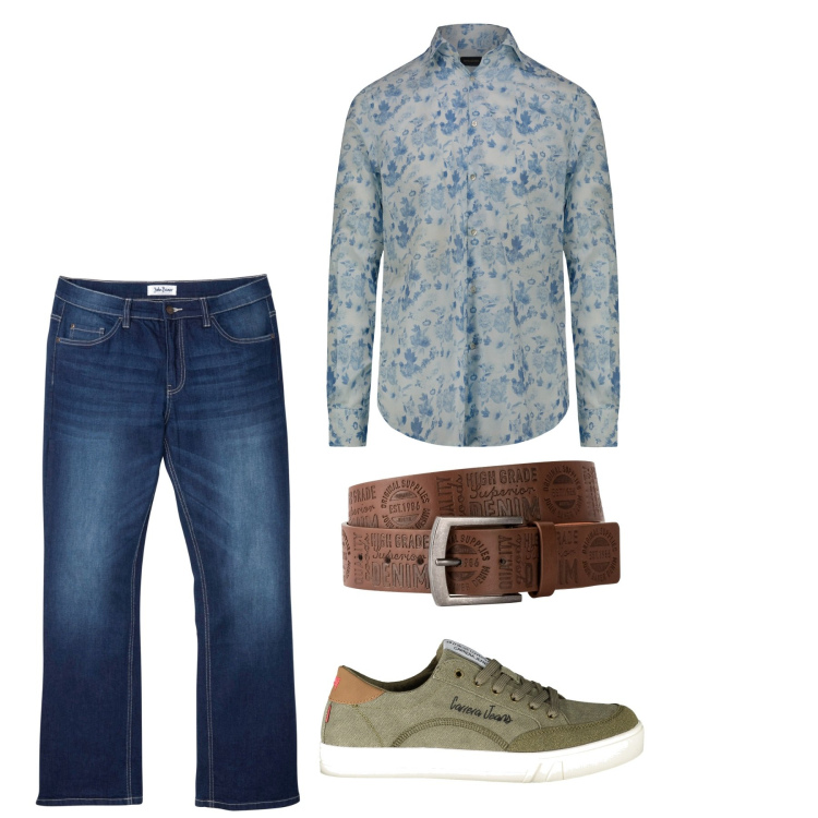 Outfit uomo - Jeans. Stile Casual per Tutti i giorni. Abbinamento con cinture, jeans bootcut, sneakers, camicie.