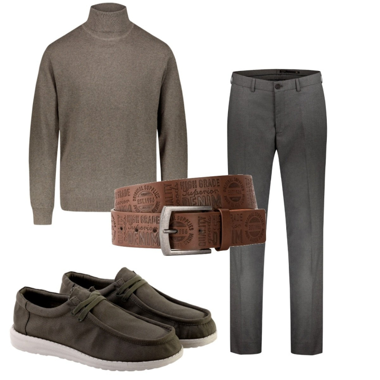 Outfit uomo - Total look #1927502. Stile Casual per Tutti i giorni. Abbinamento con cinture, pantaloni, scarpe stringate, maglieria.