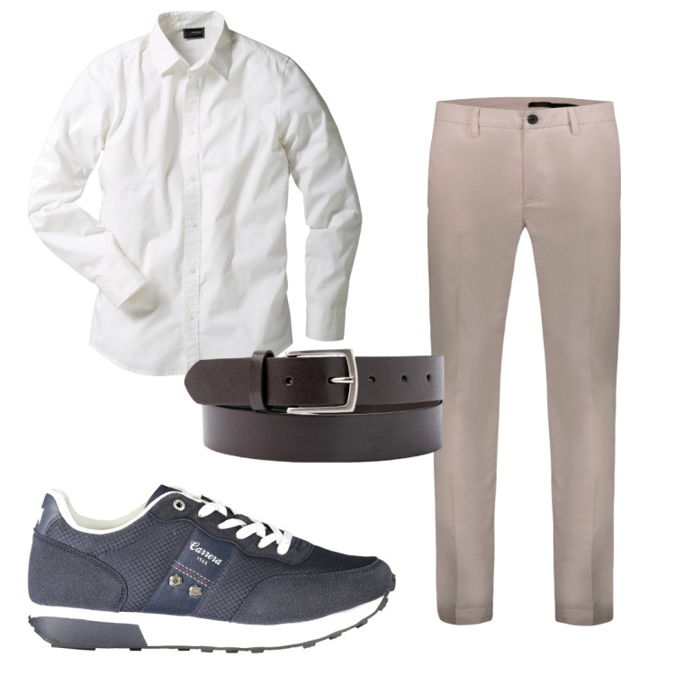 Outfit uomo - Total look #1927504. Stile Casual per Tutti i giorni. Abbinamento con camicie, pantaloni, cinture, sneakers.