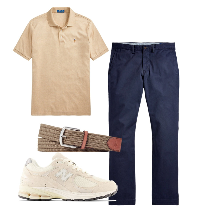 Outfit uomo - Total look. Stile Casual per Tutti i giorni. Abbinamento con sneakers, pantaloni, polo, cinture.