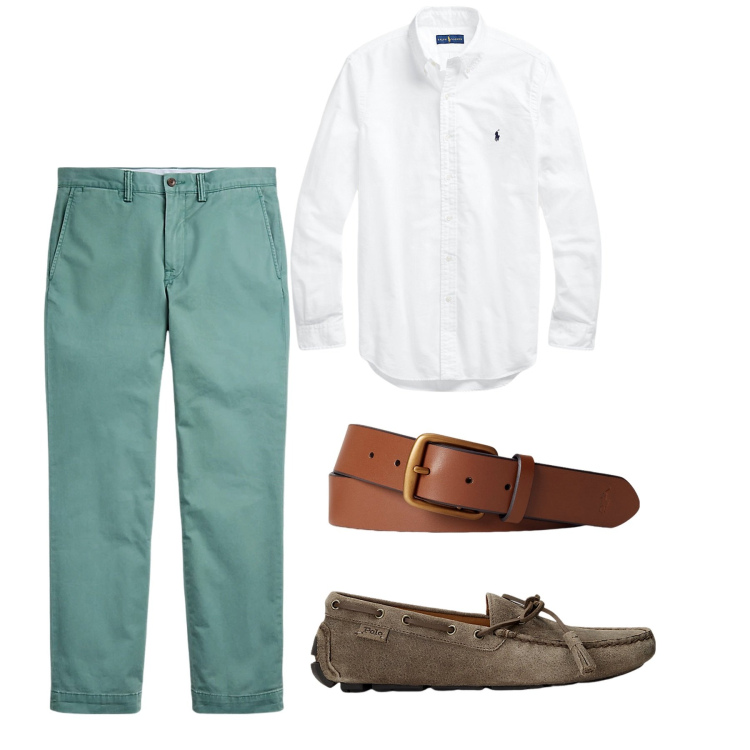 Outfit uomo - In città di pomeriggio. Stile Casual per Tutti i giorni. Abbinamento con scarpe stringate, cinture, pantaloni, camicie.