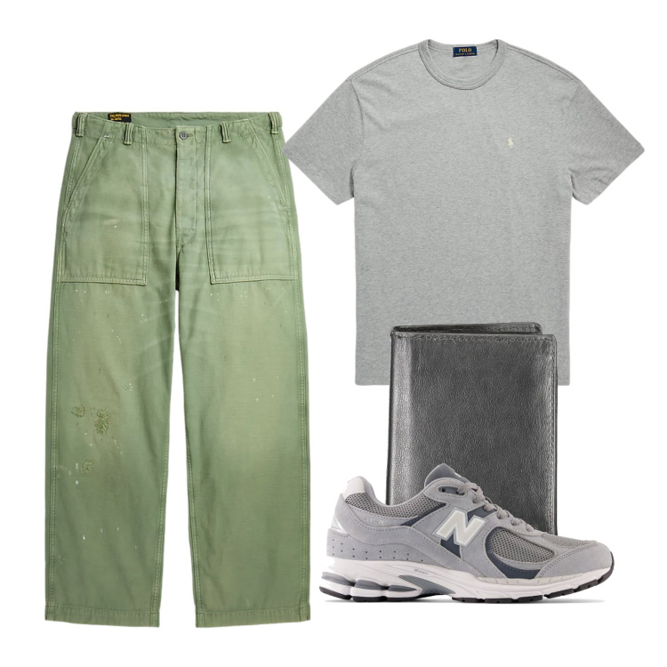 Outfit uomo - In giro casual. Stile Casual per Tutti i giorni. Abbinamento con sneakers, t-shirt, pantaloni, portafogli.